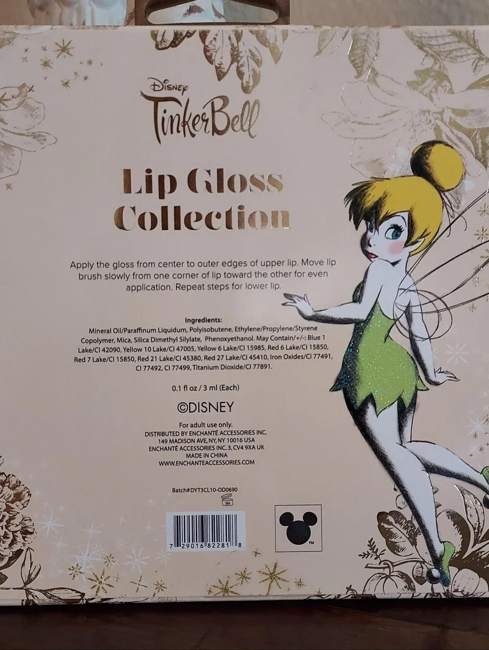 Disney Tinker Bell Lip Gloss Set - Pink, Purple, Red, Clear, Bronze